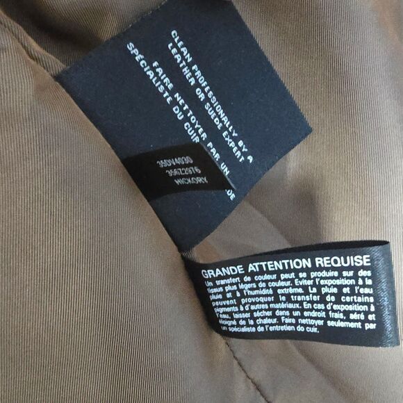 NWT Cole Haan Size Medium Hickory Women's Wing Collar Leather Jacket $498 MSRP - Picture 7 of 9